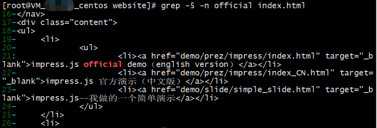 grep with context and line number demo